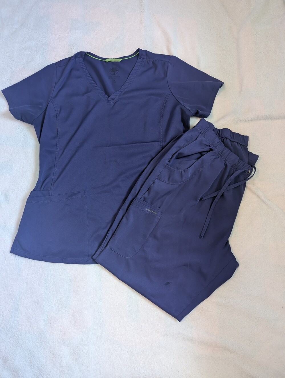 HH Works Women's Purple V-Neck Scrub Set - Top & Drawstring Pants